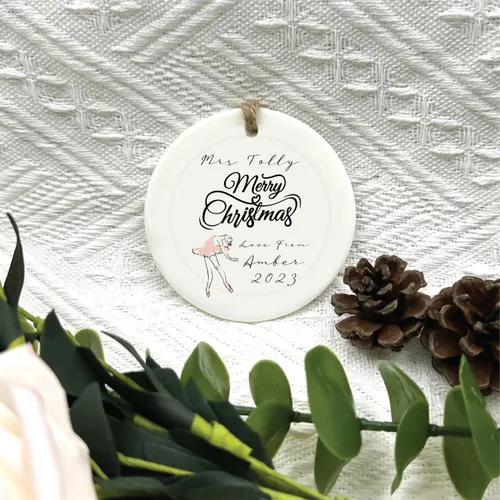 Vista 5 de Adorno con nombre personalizado, bailarina de ballet de Navidad, adorno personalizado para amantes del ballet, adornos de Navidad de ballerina