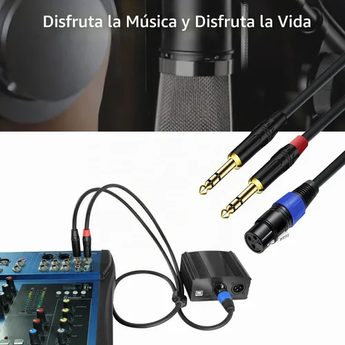Vista 9 de Cable doble TRS a XLR hembra de 0.250 in para micrófono, mezclador, amplificador, 1.5 pies, cable de audio dual TRS macho a XLR, cable de conexión