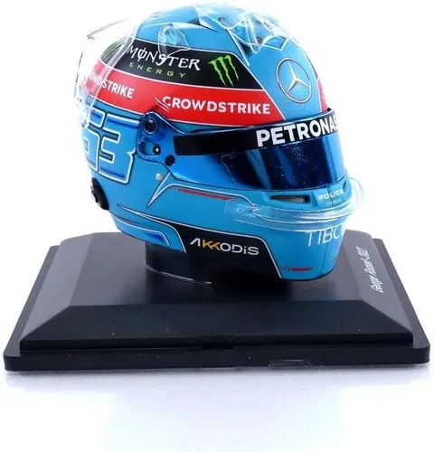 Vista 4 de Casco a escala 1:5 de George Russell 2022 Réplica del GP de Brasil