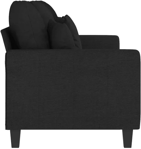 Vista 4 de vidaXL Sofá de 3 plazas, tela, metal, textileno, diseño moderno, asiento cómodo, para sala de estar o salón, negro