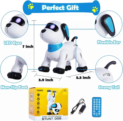 Vista 9 de yiman Perro Robot de Juguete con Control Remoto – Perro Robot Inteligente Programable para Niños de 3+, Juguete de Mascota Electrónico con Baile