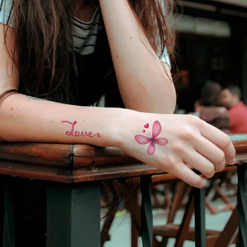 Vista 4 de Tatuajes para el día de San Valentín, tatuajes para el día de la madre, para mujeres, hombres, niños, niñas, decoración de arte corporal, labios