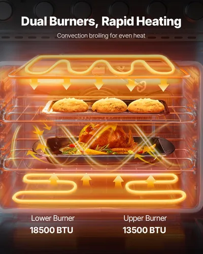 Vista 4 de VEVOR Horno de Cocina a Gas, 30 Pulgadas de Ancho, Estufa y Horno Independiente de Acero Inoxidable con 4 Quemadores Sellados en la Superficie