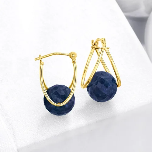 Vista 4 de Ross-Simons Gemstone Bead Double-Hoop Earrings in 14kt Yellow Gold