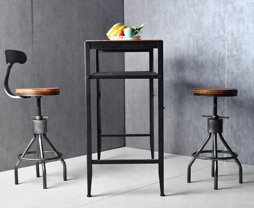 Vista 2 de Mesa de bar de 47 pulgadas de alto, mesa de bar de altura de barra, mesa de bar para sofá, mesa de centro rectangular para cocina y comedor, tubo