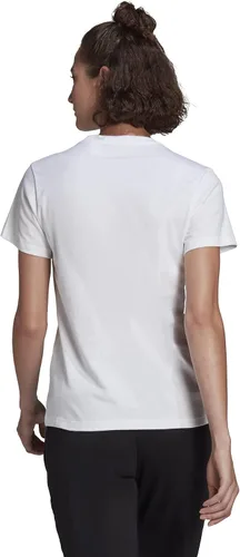 Vista 2 de adidas Camiseta con logotipo esencial de ropa de descanso para mujer, Casi azul-blanco