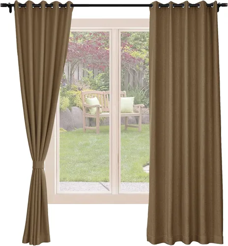 Vista 15 de Frelement Cortinas opacas de lino natural, paneles de cortinas con ojales para sala de estar, cortinas con aislamiento térmico, 52 pulgadas de ancho