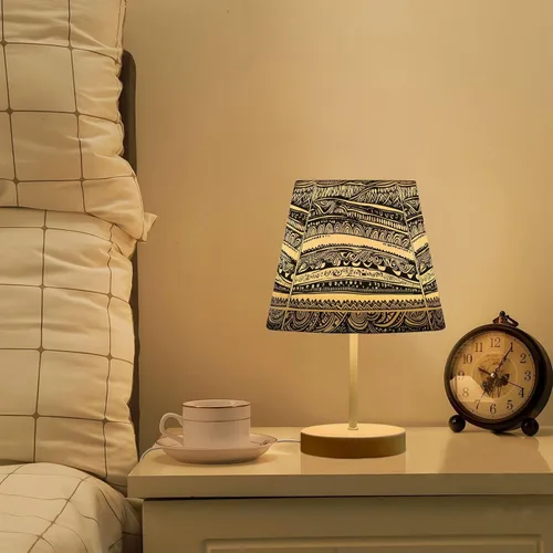 Vista 5 de Bedside Table Lamp for Bedroom LED 3 Colors Lamp USB Interface Cable Night Table Lamp Baby Night Light for Living Room and Desk M White Black Lines