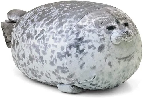 Vista 4 de ETAOLINE - Almohada acolchada y rellena de algodón con bonita forma de foca gordita de peluche (tamaño S)