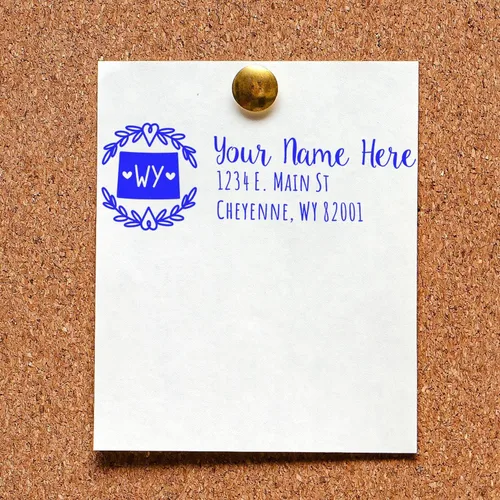 Vista 55 de State of Alabama Wreath Duo Hand Address Stamp - Personalized Rubber Stamp Montaje manual Duo