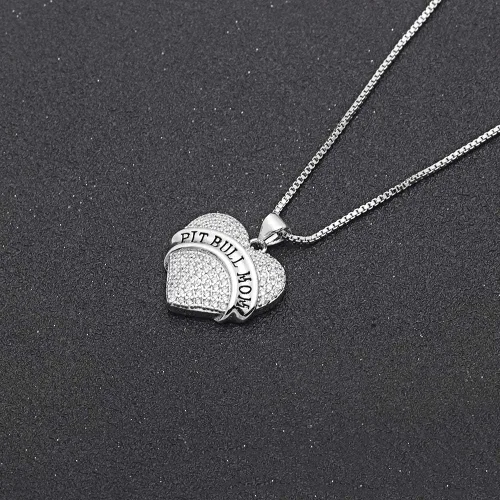 Vista 4 de Ginger Lyne Collection Pit Bull Mom Heart Necklace Pendant Box Chain Puppy Dog Doggie Jewelry for Woman Girls