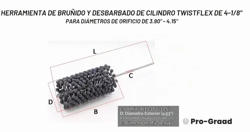 Vista 2 de 4-1/8" 240 Carburo de silicio TwistFlex Cylinder Hone para 3.9"- 4.15