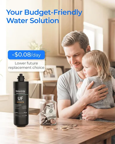 Vista 6 de Cartucho de filtro de repuesto Waterdrop RF10-UF de 0.01 micras para filtro de agua para bajo fregadero 10UA/10UA-UF/10UB/10UB-UF, reduce plomo