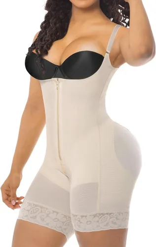 Vista 3 de YIANNA Fajas Colombianas Shapewear para Mujer Control de Abdomen Posparto Moldeador Corporal Levantador de Glúteos Bodysuit Beige