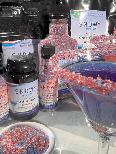 Vista 2 de Snowy River Americas Cocktail Sugar - Rimmer de cóctel Kosher todo natural, rojo, blanco y azul y recortador de café (americanas, bolsa de 1 libra)