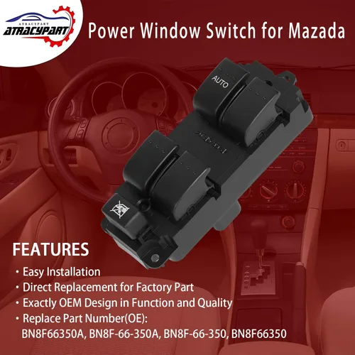 Vista 2 de Interruptor principal de elevalunas eléctrico delantero izquierdo lado del conductor para Mazda 3 2004 2005 2006 2007 2008 2009 Mazda 3, 2009