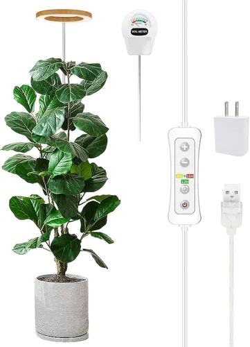Vista 14 de yadoker - Luz de cultivo de plantas, luz LED de espectro completo para plantas de interior, lupa negra, altura ajustable, temporizador automático