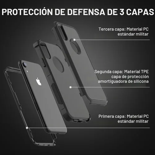 Vista 2 de X-belmox Funda para iPhone XR [a prueba de caídas] [a prueba de golpes] Funda de protección contra caídas de servicio pesado de 3 capas para iPhone