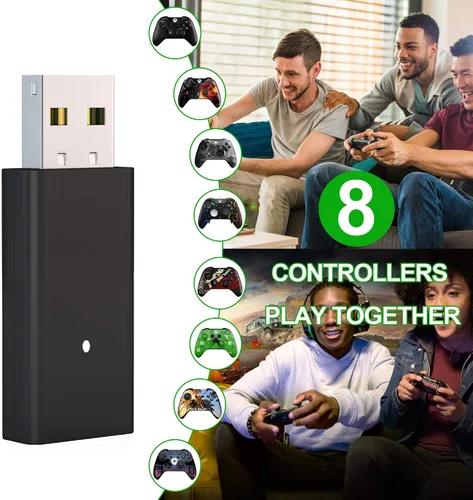 Vista 6 de Adaptador inalámbrico para Xbox Works para Windows 10 compatible con Xbox One Controller Xbox One X Xbox One S y Elite Series Controller