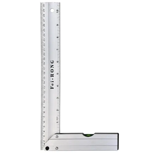 Vista 4 de FEIRONG Herramientas de Escuadra de Carpintero 3 en 1, Regla Triangular de 7 Pulgadas, Regla en Forma de L de 10 Pulgadas y Lápiz de Carpintero