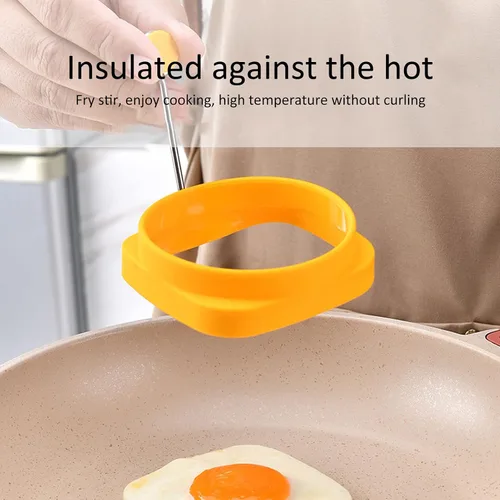 Vista 3 de 5 anillos de huevo con mango para freír huevos, silic1 doble cara para postre, anillos de huevo de silicona Blackstone
