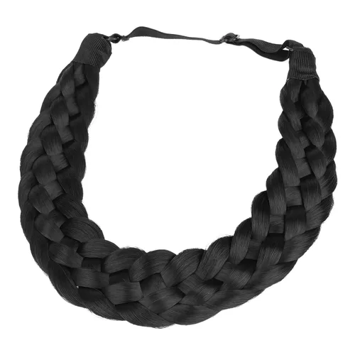 Vista 20 de Diadema clásica de cabello sintético trenzado de 5 hebras, trenzas gruesas y anchas, extensión de cabello con elástico para mujeres y niñas