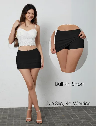Vista 3 de Minifalda para mujer con pantalón corto y abertura lateral para mujer