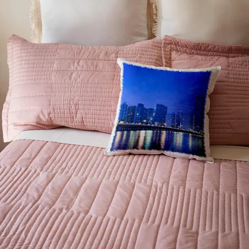 Vista 5 de 3dRose USA, Florida, Miami, City Skyline de Brickell Key, Dawn.-Funda de almohada, 16 por 16" (pc_205552_1)