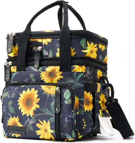 Vista 11 de MOV COMPRA Bolsas de almuerzo para hombres y mujeres, lonchera negra para adultos, para el trabajo, ampliable, a prueba de fugas, doble cubierta