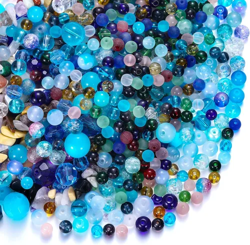Vista 8 de Sureio - 1300 cuentas de vidrio a granel para hacer joyas, 0.9 libras, colorido