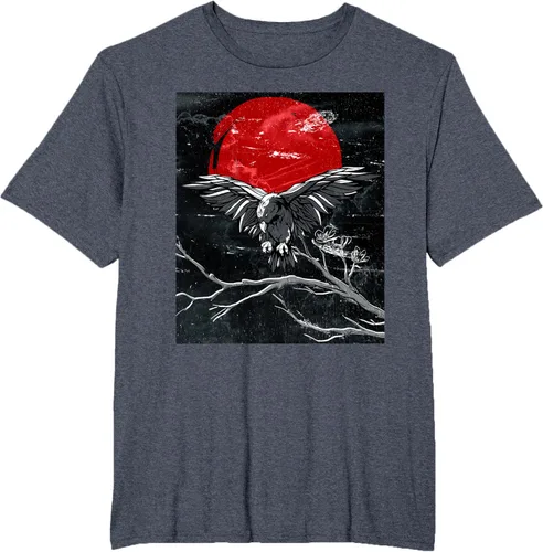 Vista 92 de Red Moon Raven - Camiseta japonesa de cuervo negro, Negro, S