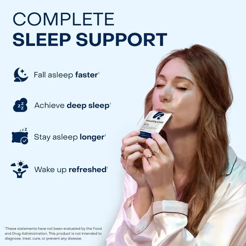 Vista 2 de Healthycell REM Sleep - Suplemento de gel líquido extra fuerte para dormir para adultos - Suplemento de melatonina, magnesio, GABA, L-teanina