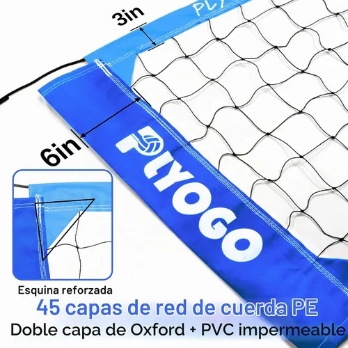Vista 4 de Red de voleibol para patio trasero, juego de red de voleibol profesional portátil al aire libre resistente con postes de aluminio ajustables, diseño