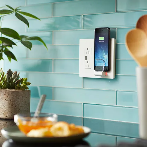 Vista 8 de Legrand Radiant - Cargador inalámbrico Qi de 15 amperios y salida USB tipo A, color blanco, 1 paquete Pass & Seymour 3.1A USB Outlet, Integrated