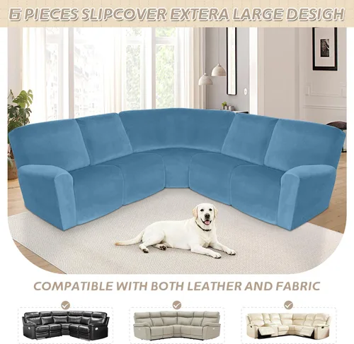 Vista 630 de Arfntevss Fundas de sofá seccional reclinable de terciopelo, Funda de sofá seccional de esquina para sofá reclinable, Funda elástica suave