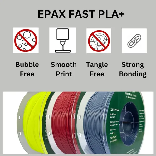 Vista 4 de EPAX High Speed PLA+ Filamento para Impresora 3D, Filamento de Impresión 3D de PLA Rápido, 1.75mm, Precisión Dimensional +/- 0.03 mm, Carrete de 1KG