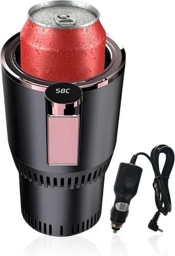 Vista 9 de Enfriador y calentador inteligente 2 en 1 para vasos de automóvil, taza inteligente para automóvil con pantalla LED de temperatura y control táctil