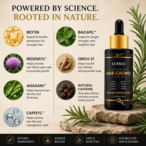 Vista 7 de LUXXUL Suero de apoyo para el crecimiento del cabello, 1.7 fl oz - Suero natural activo Redensyl para cabello más saludable, más grueso y lleno
