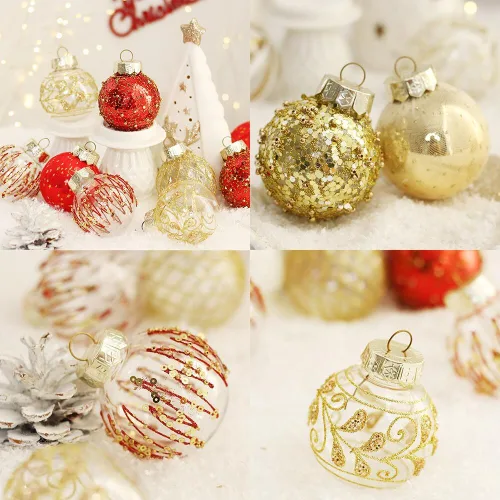 Vista 4 de 25 bolas de Navidad de 2.36 pulgadas, inastillables, color café, dorado, adornos colgantes para árbol de Navidad