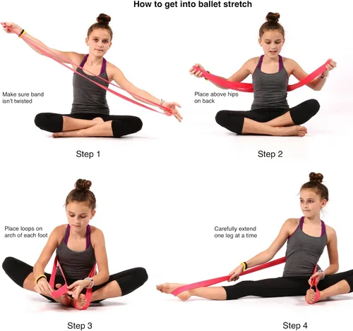 Vista 3 de Banda elástica de ballet para danza, gimnasia, animadoras, pilates. Mejora la flexibilidad elástica y mejora el estiramiento diario. Diseñado por PS