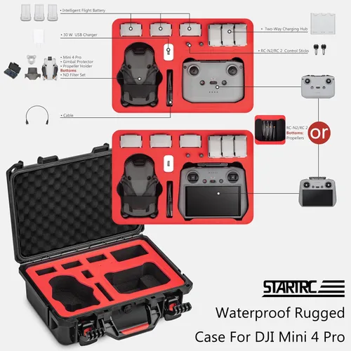 Vista 2 de STARTRC Mini 4 Pro Funda de Transporte Dura Impermeable para DJI Mini 3 Pro/3 Accesorios, Estuche de Viaje para Fly More Combo
