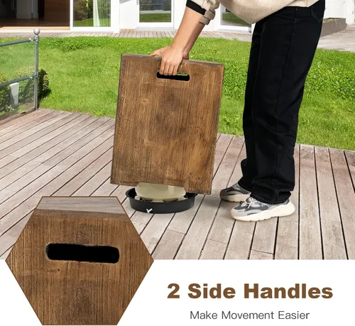 Vista 5 de Giantex Mesa escondida de tanque para exteriores, cubierta de tanque de propano para tanque de gas propano estándar de 20 libras, mesa auxiliar