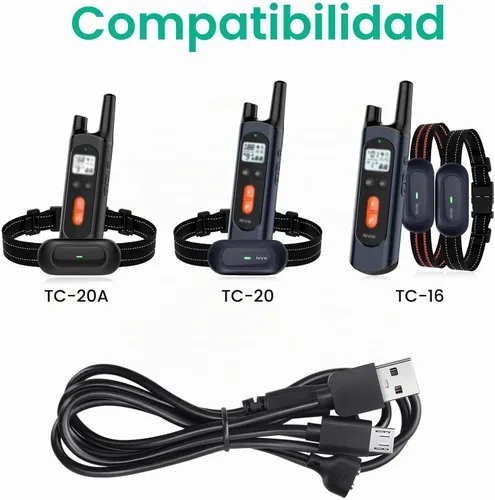 Vista 2 de Paquete de 2 cargadores para collar de entrenamiento de perros NVK, cable Negro