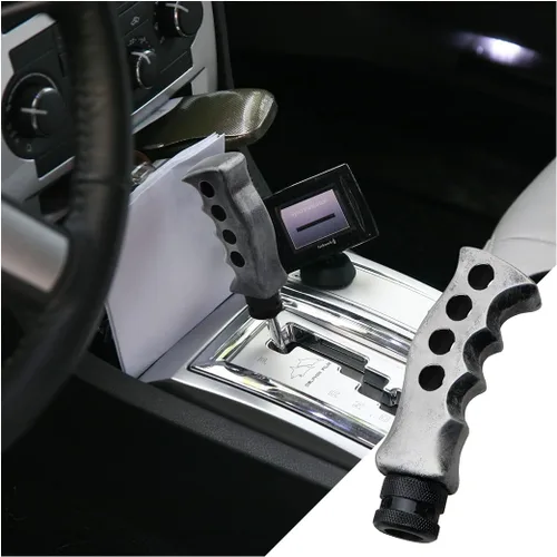 Vista 9 de Pomo de palanca de cambios para automóvil, agarre de transmisión manual y automática con mango tipo cuchillo con tornillos adaptadores y llave Negro