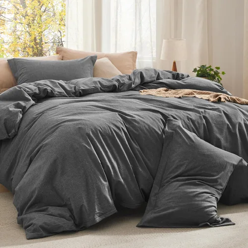 Vista 16 de Bedsure Juego de edredón de tamaño matrimonial, tela de algodón con relleno interior de microfibra, juego de cama suave PureWoven rosa claro