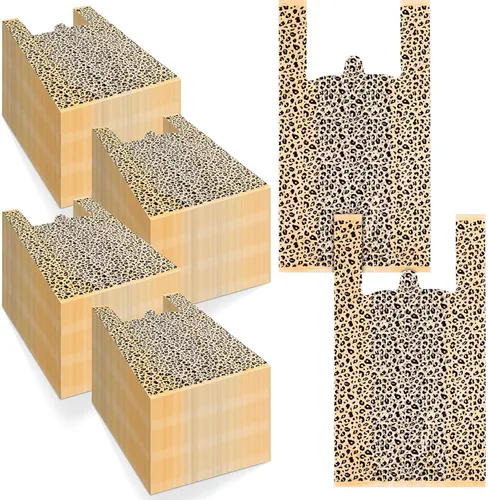 Vista 7 de Fulmoon 100 bolsas de plástico con estampado de leopardo, bolsas de plástico para mercancía con asas, bolsa de embalaje para pequeñas empresas