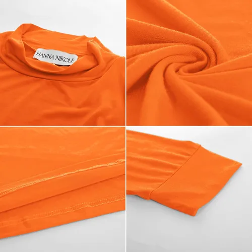 Vista 6 de Camiseta delgada y ligera de manga larga con cuello alto falso para mujer