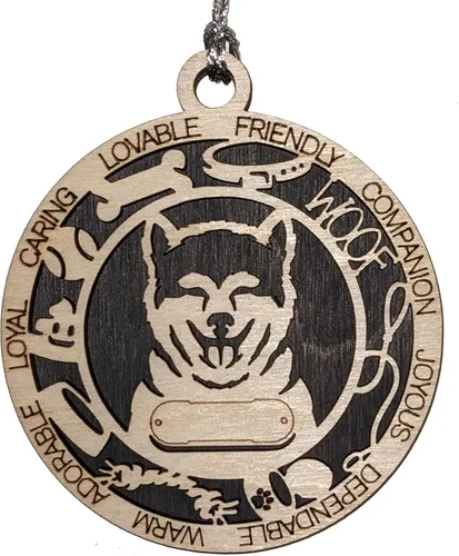 Vista 114 de Adorno de Navidad personalizado para perro Cavalier King Charles Spaniel, redondo de 3 pulgadas, madera cortada con láser de 2 capas, nombre y texto