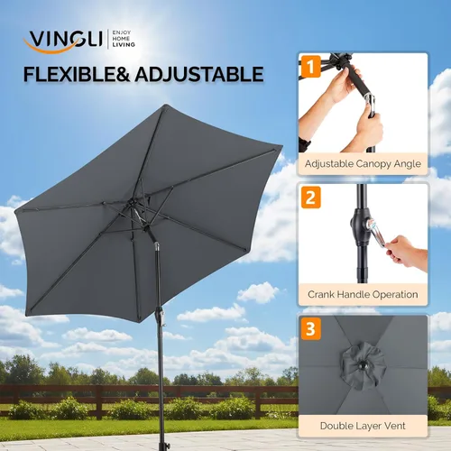 Vista 4 de VINGLI Mesa auxiliar para exteriores con sombrilla de patio de 7.5 pies, mesa de patio pequeña con agujero para sombrilla de 1.57 pulgadas, altura