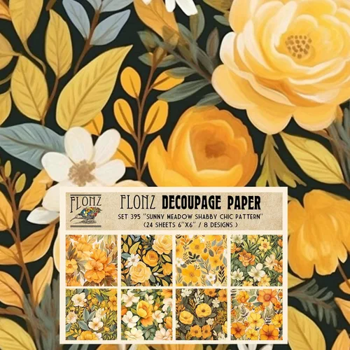 Vista 6 de Decoupage - Paquete de papel (24 hojas de 6 x 6 pulgadas), rosas doradas: delicadas rosas doradas y perlas que adornan un lienzo azul medianoche